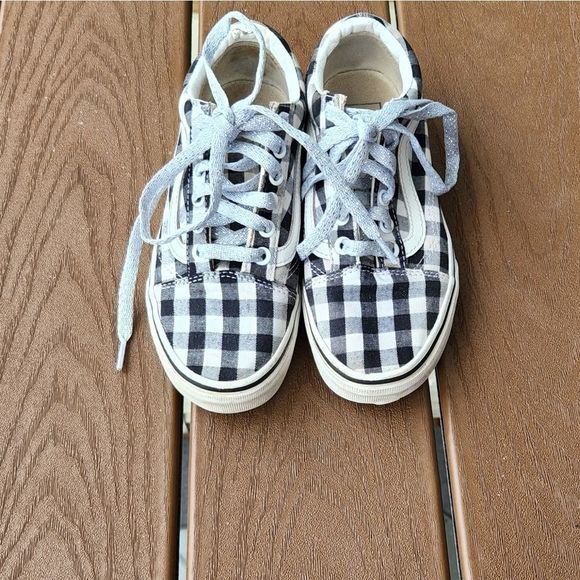 Vans Old Skool black Gingham sneakers size 5, used - Picture 5 of 9